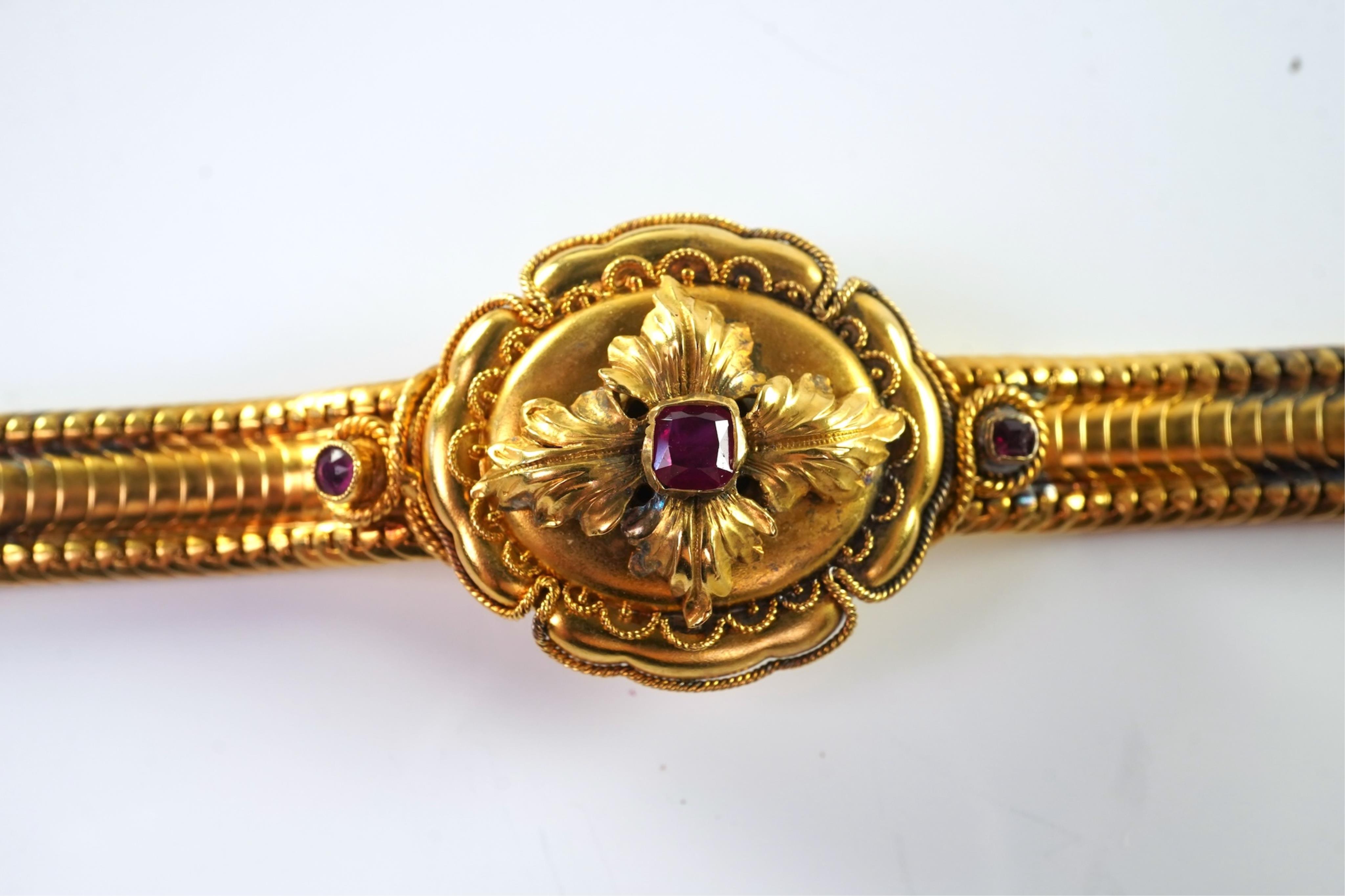 A Victorian gold and ruby bracelet, late 19th century
